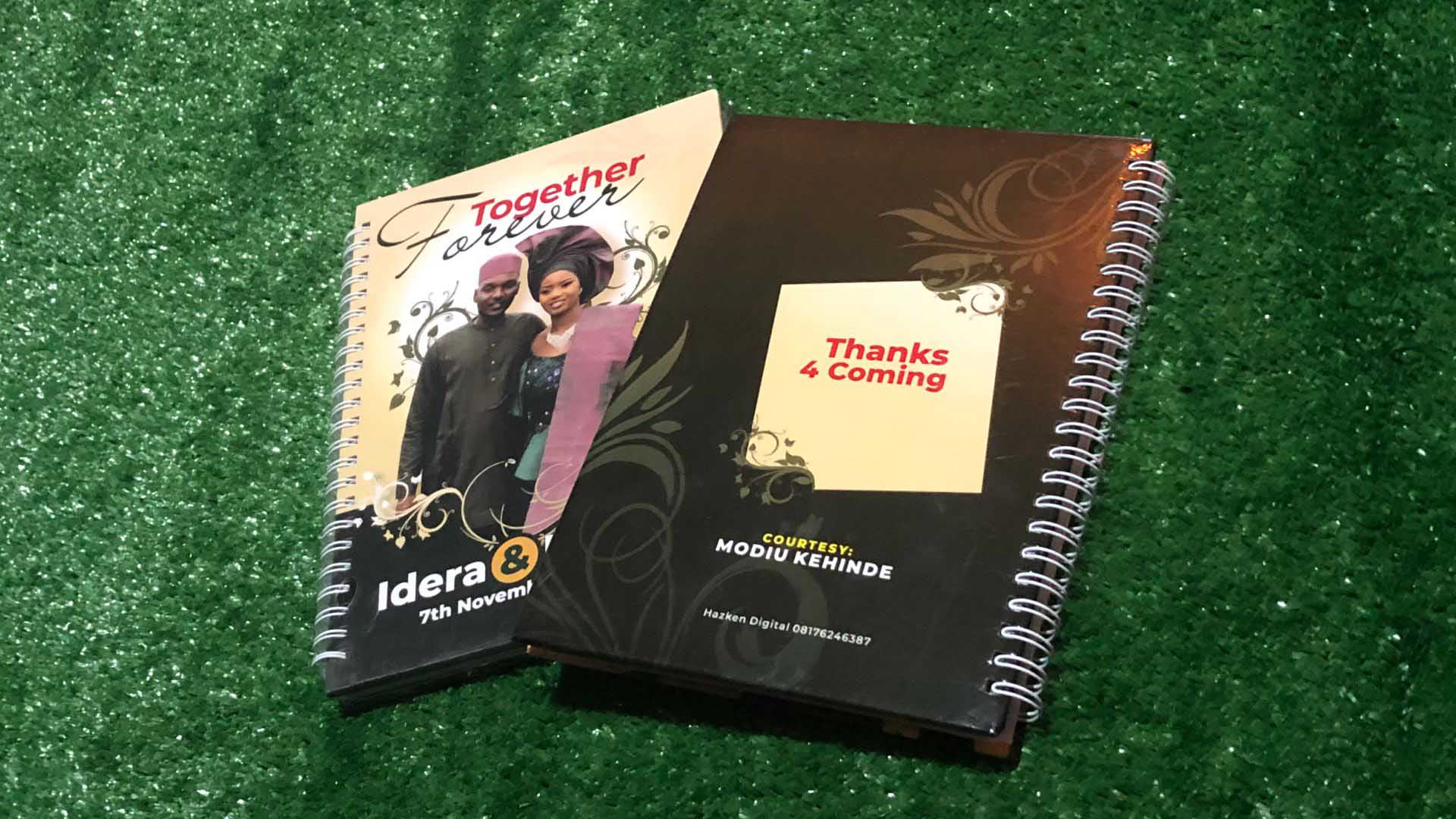 Custom Jotter Printing for Weddings, Burials, Birthdays & Events